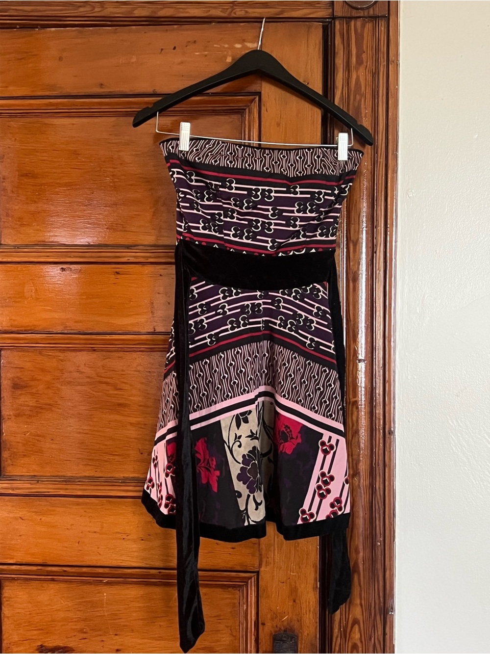 Patterned Strapless A-line Dress